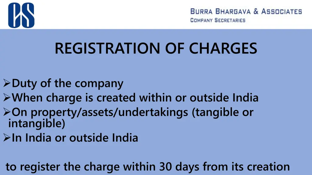 registration of charges