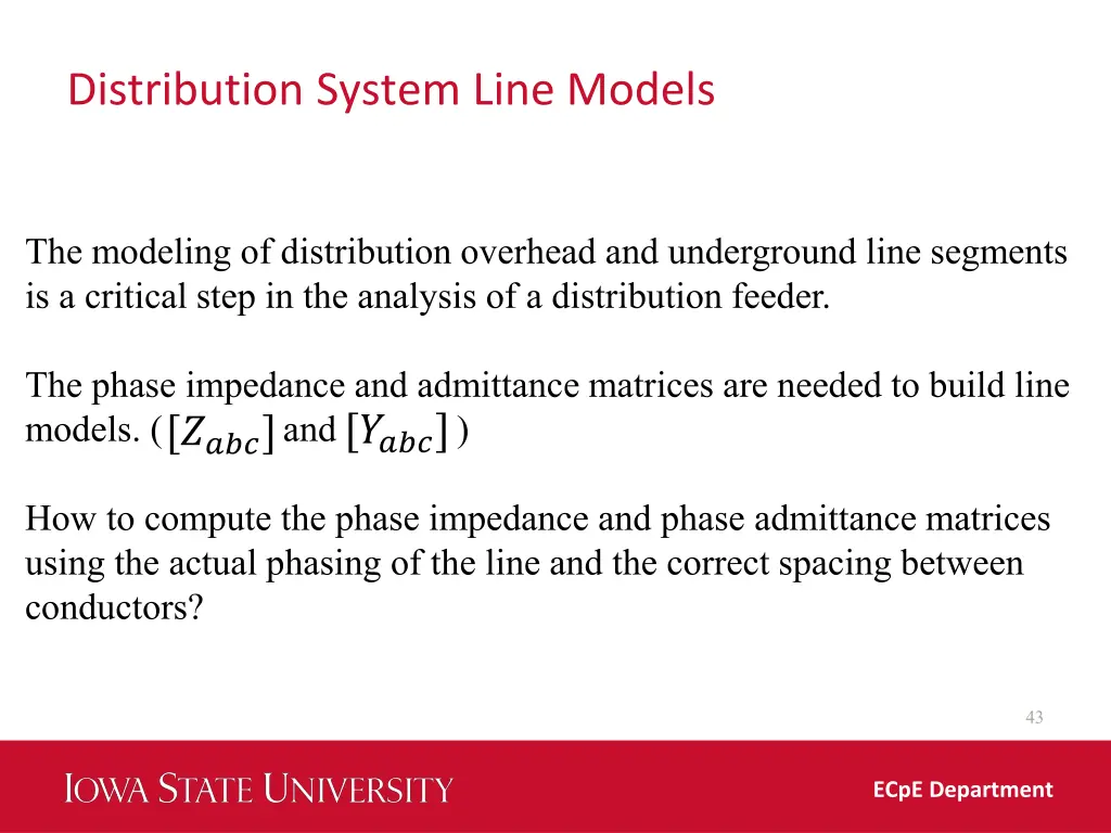 distribution system line models