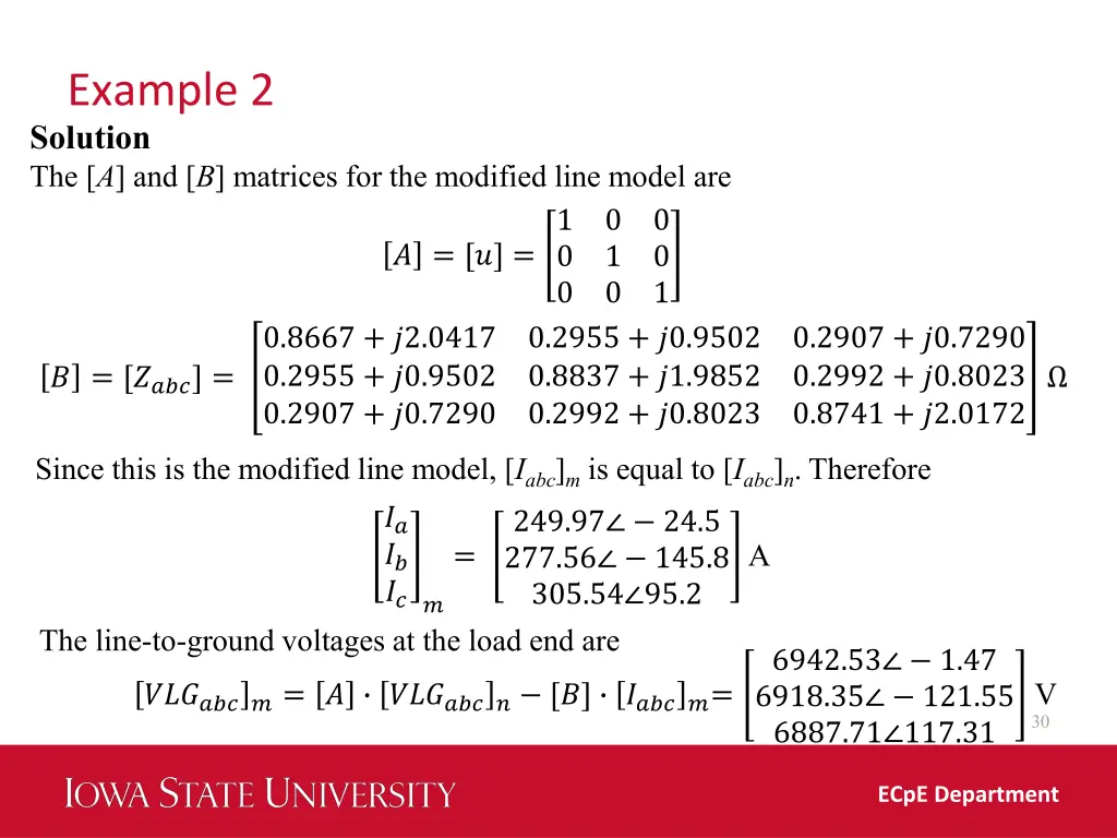 example 2 solution the a and b matrices