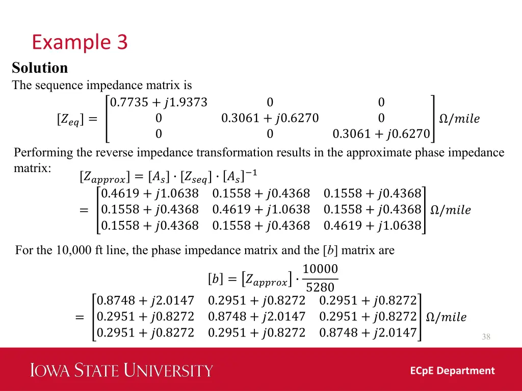 example 3 solution the sequence impedance matrix