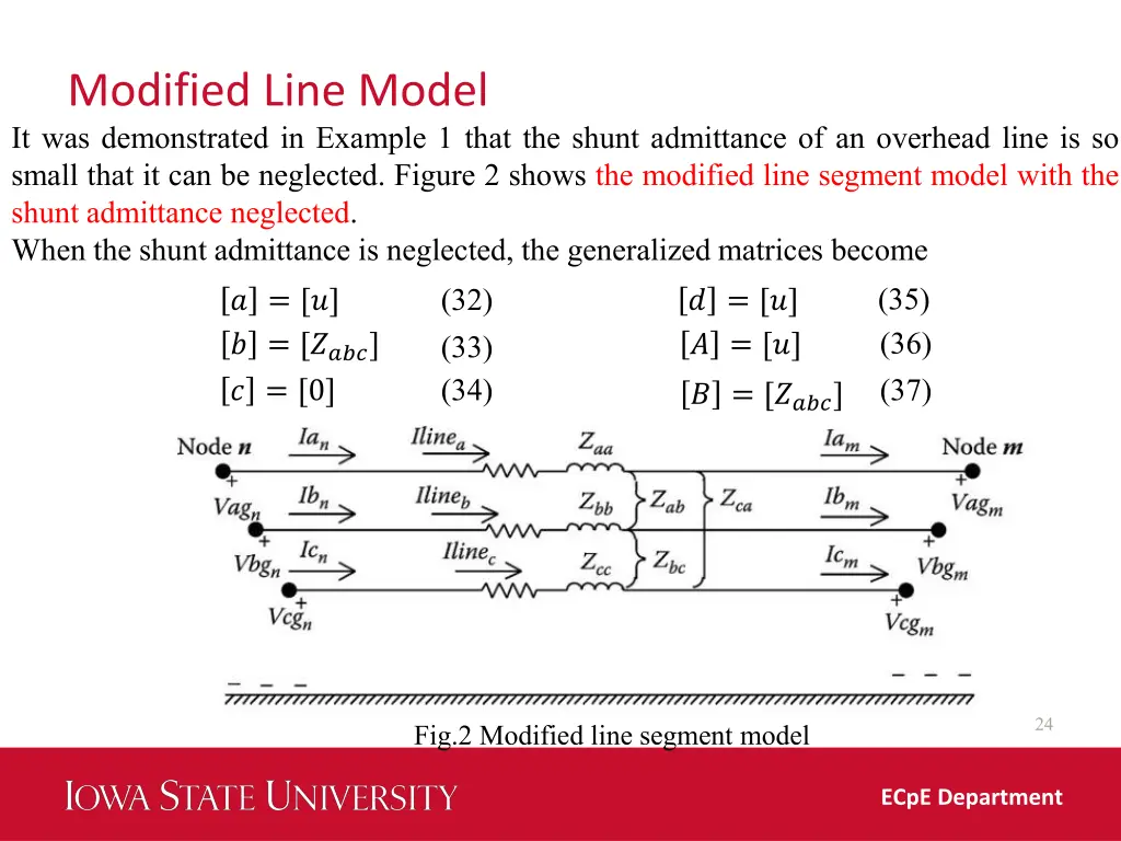 modified line model it was demonstrated