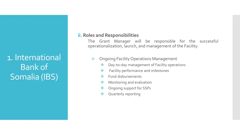 ii roles and responsibilities the grant 1