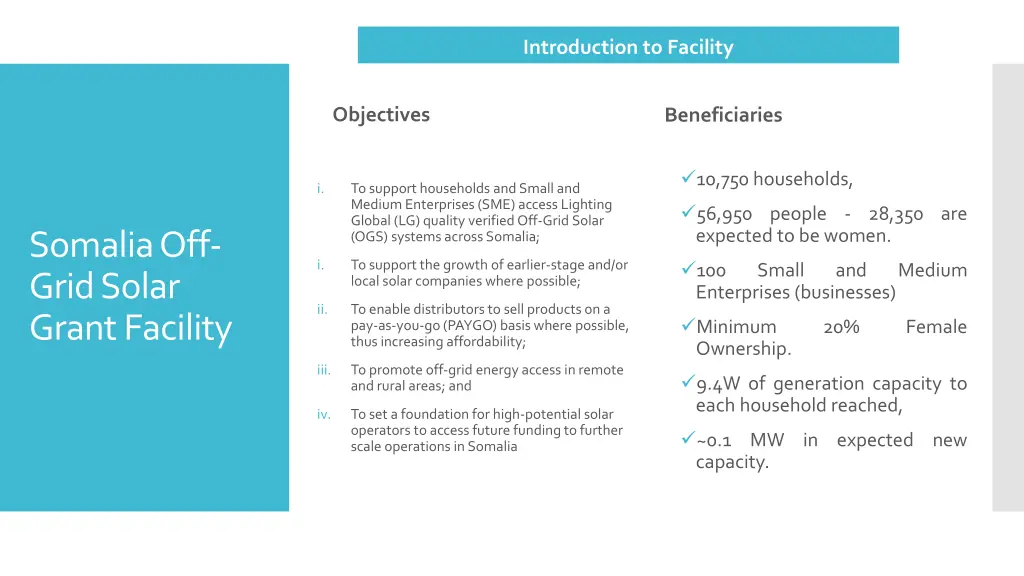 introduction to facility 1