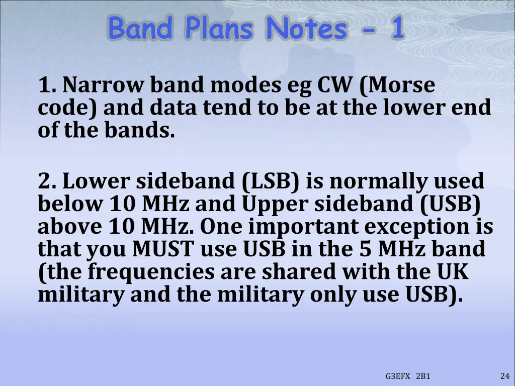 band plans notes 1