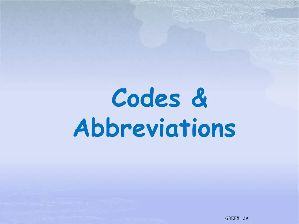 codes abbreviations