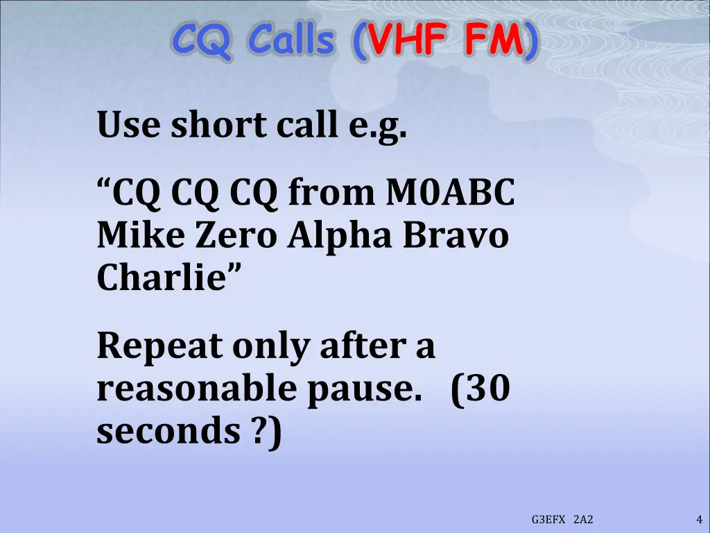 cq calls vhf fm