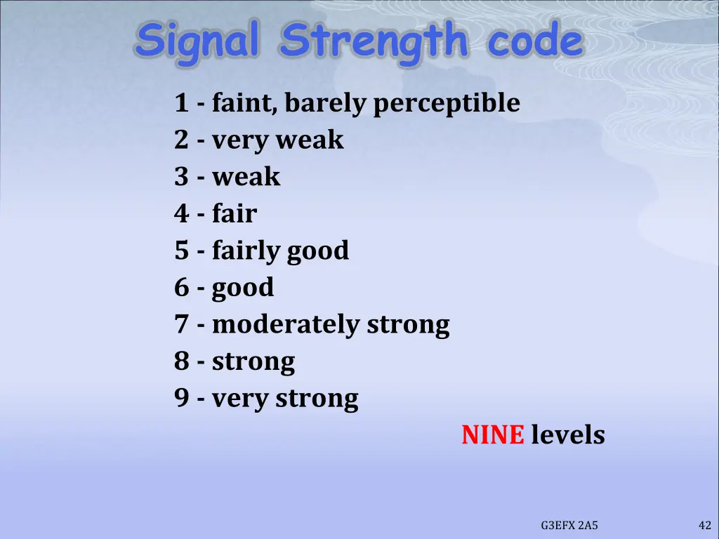 signal strength code