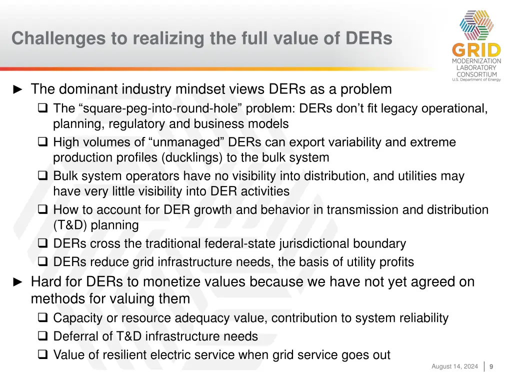 challenges to realizing the full value of ders