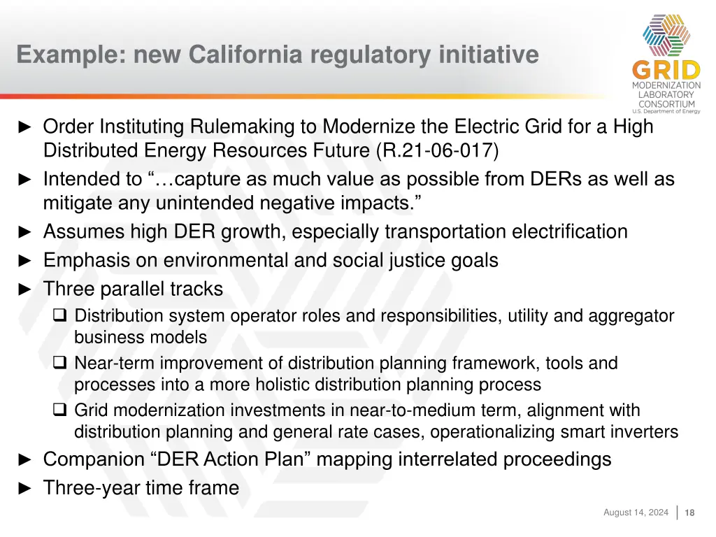 example new california regulatory initiative