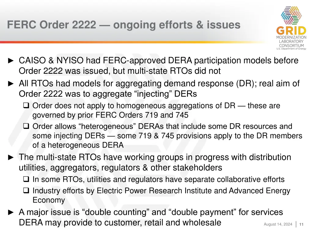 ferc order 2222 ongoing efforts issues