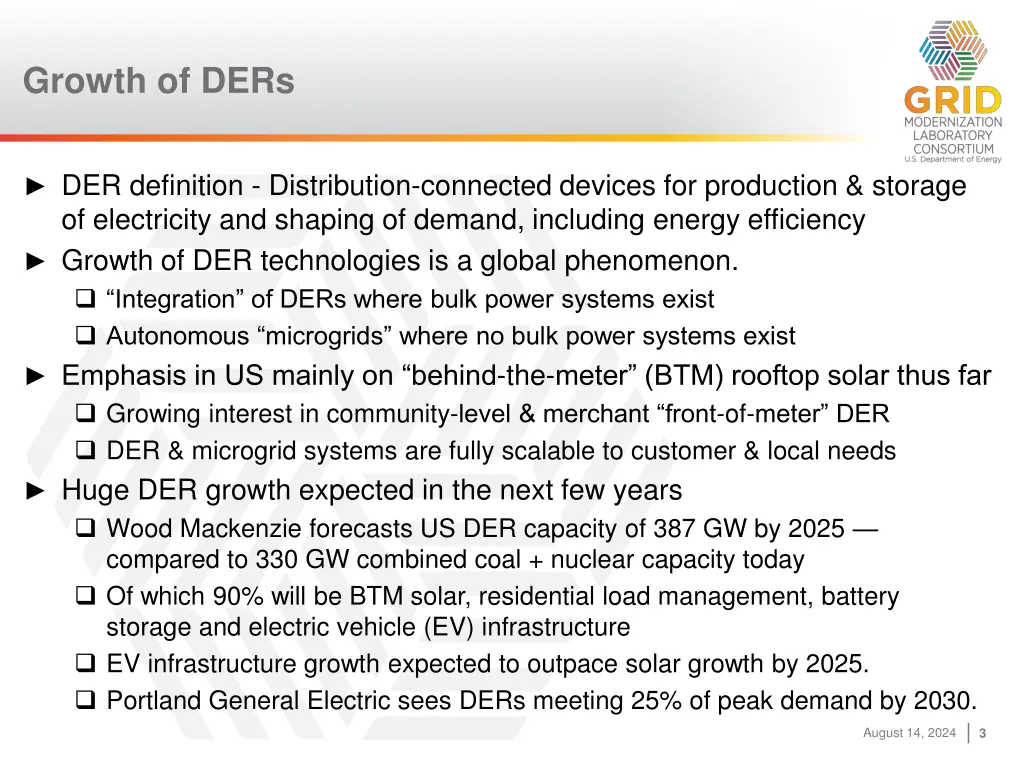 growth of ders