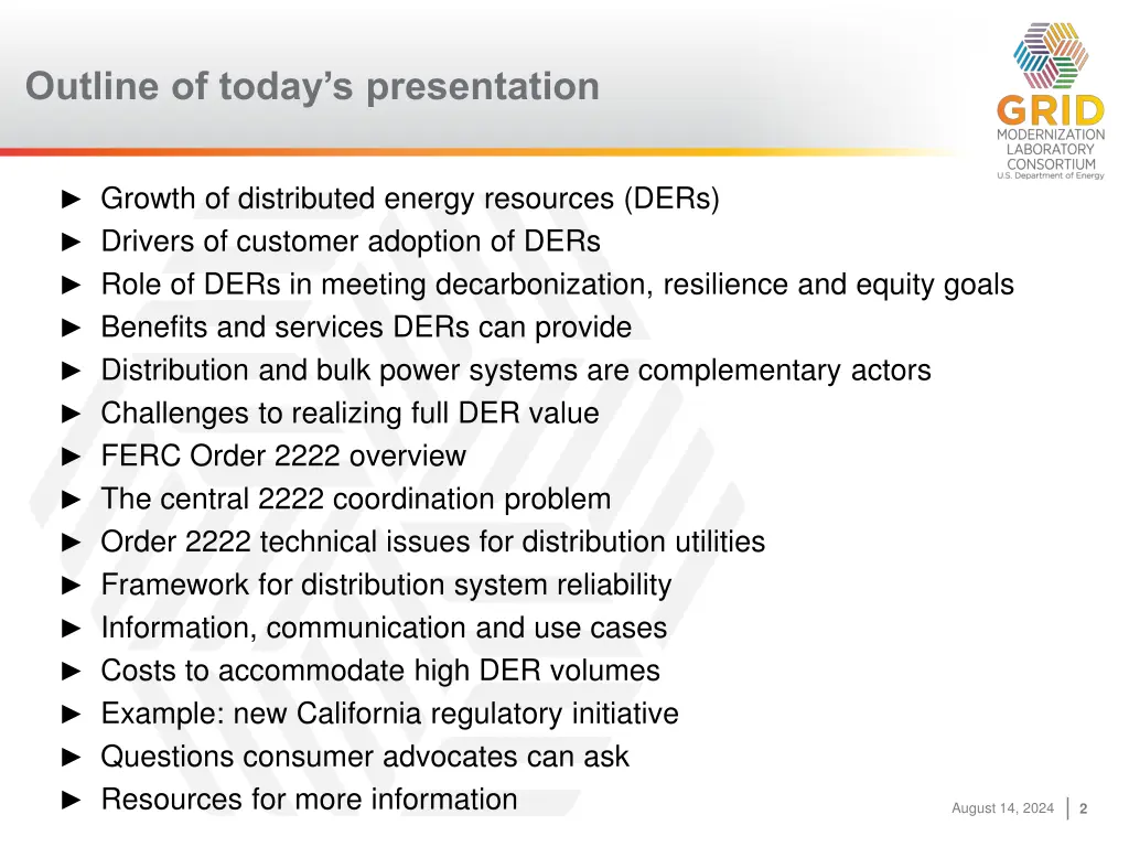 outline of today s presentation