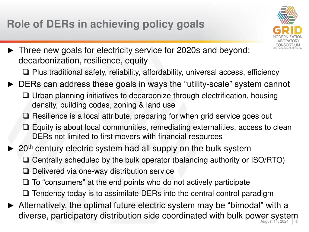 role of ders in achieving policy goals