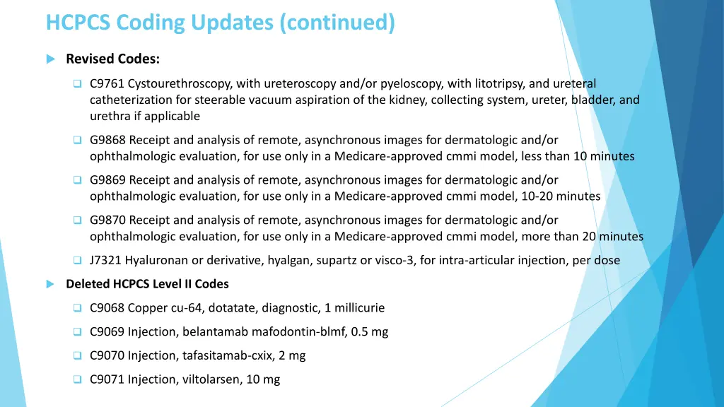 hcpcs coding updates continued 1