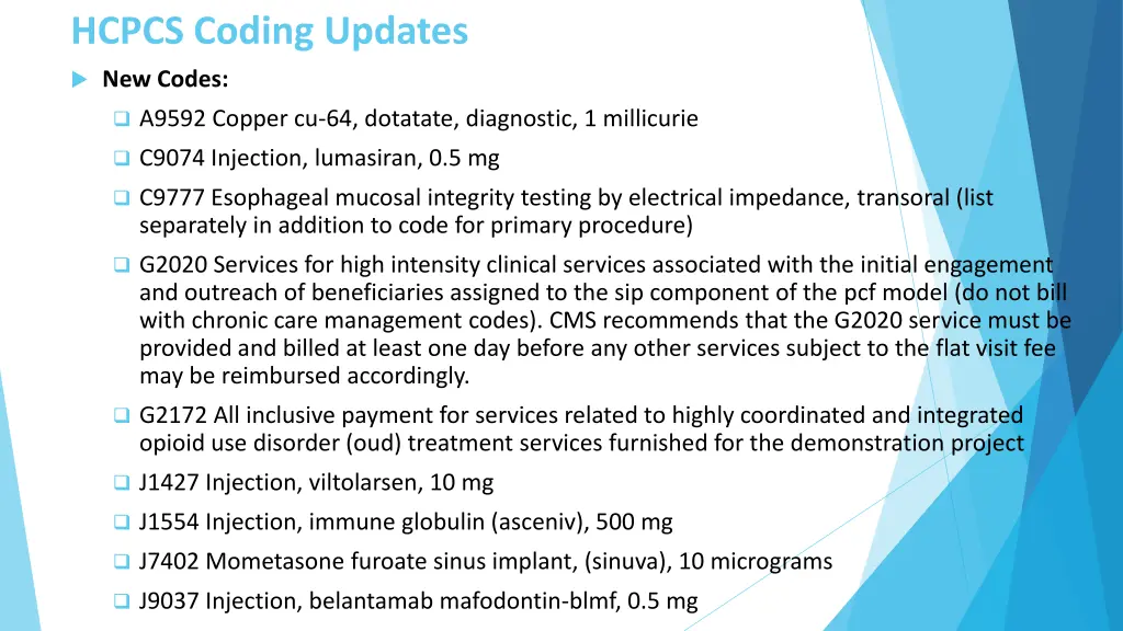 hcpcs coding updates
