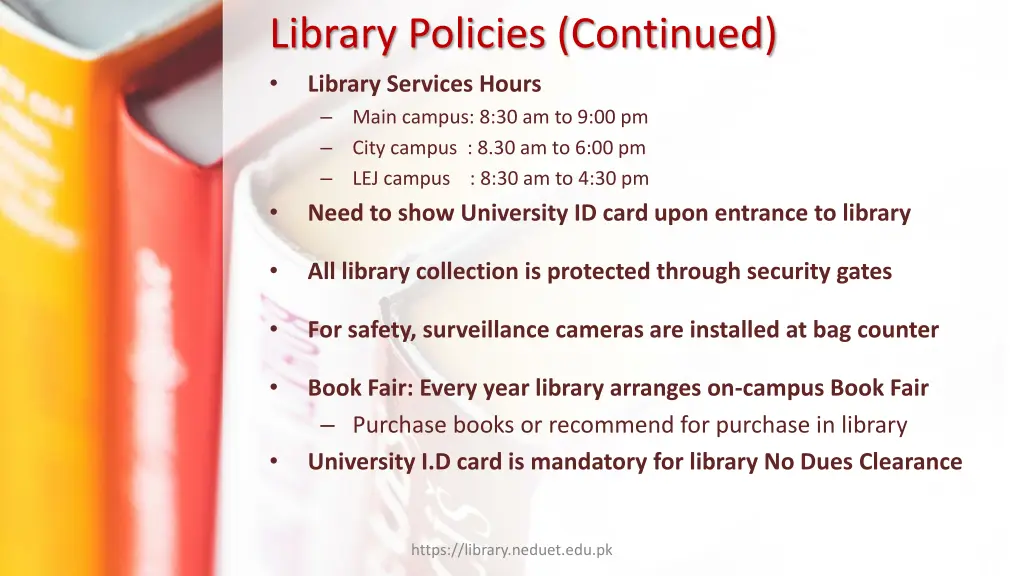 library policies continued library services hours