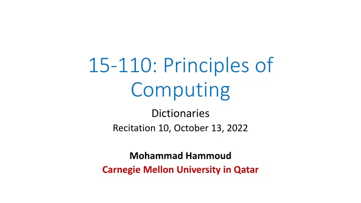 15 110 principles of computing dictionaries