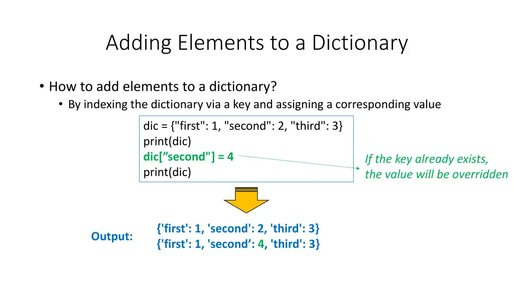 adding elements to a dictionary 1