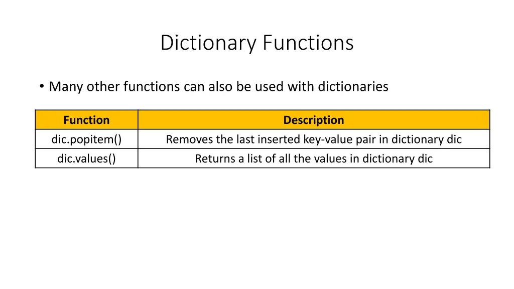 dictionary functions 1