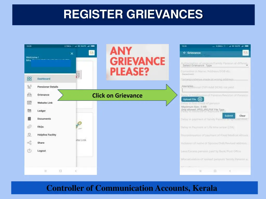 register grievances