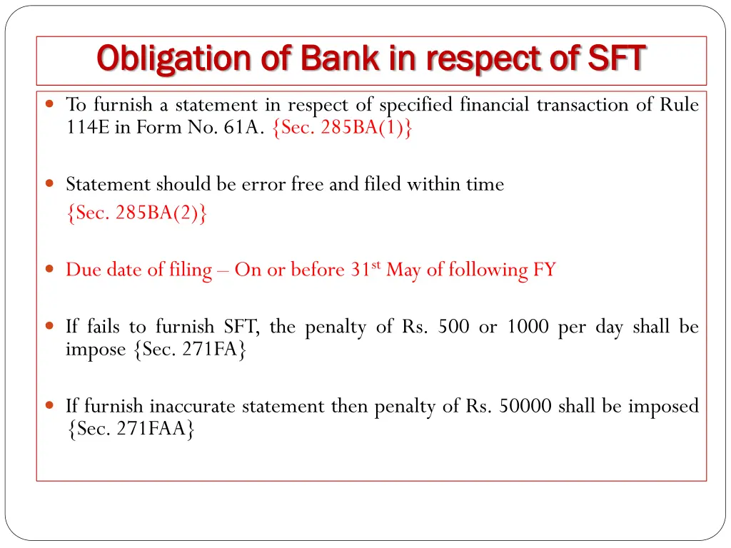 obligation of bank in respect of sft obligation