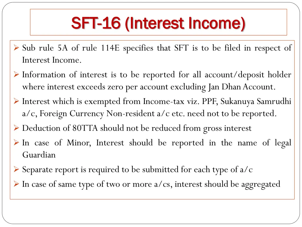 sft sft 16 interest income 16 interest income