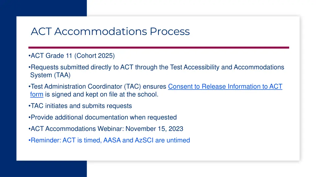 act accommodations process