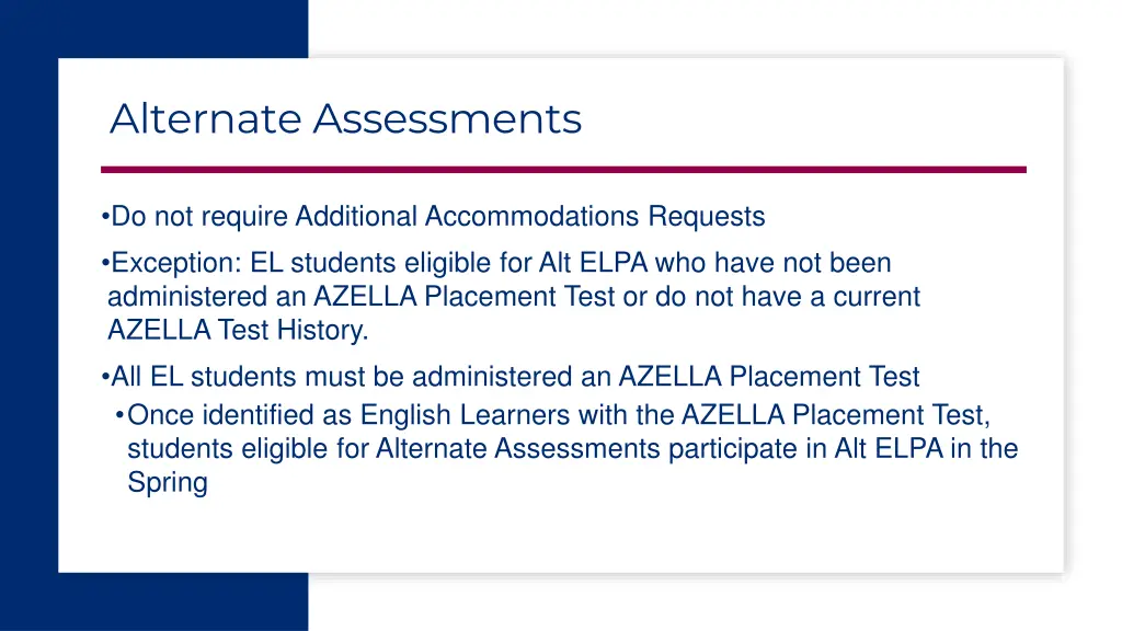 alternate assessments