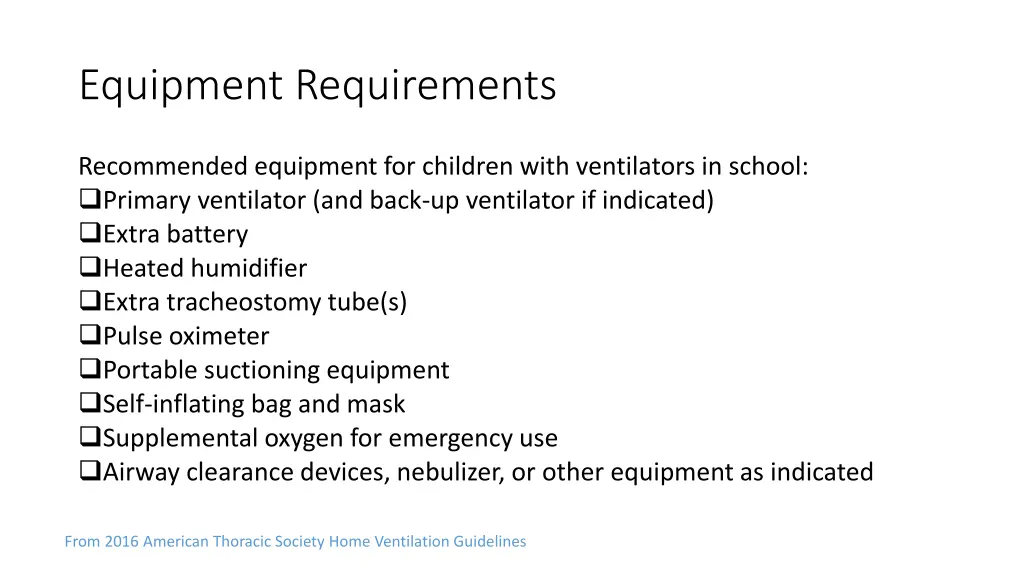 equipment requirements