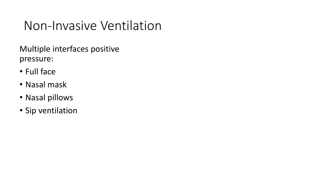 non invasive ventilation