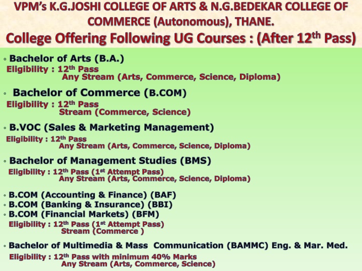 vpm s k g joshi college of arts n g bedekar