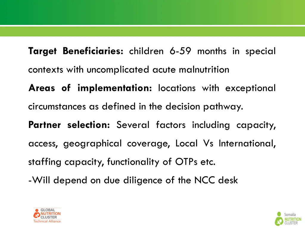 target beneficiaries children 6 59 months