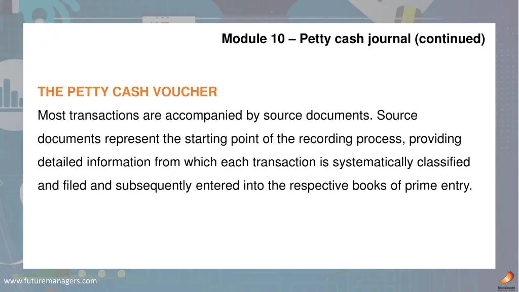 module 10 petty cash journal continued