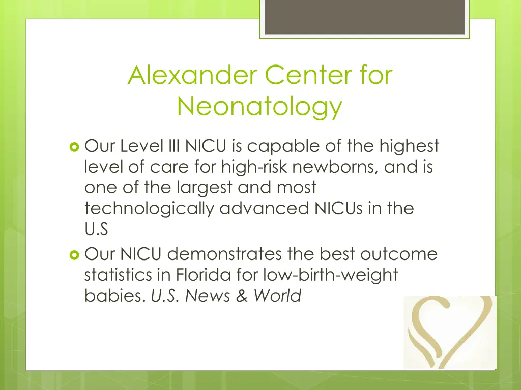 alexander center for neonatology