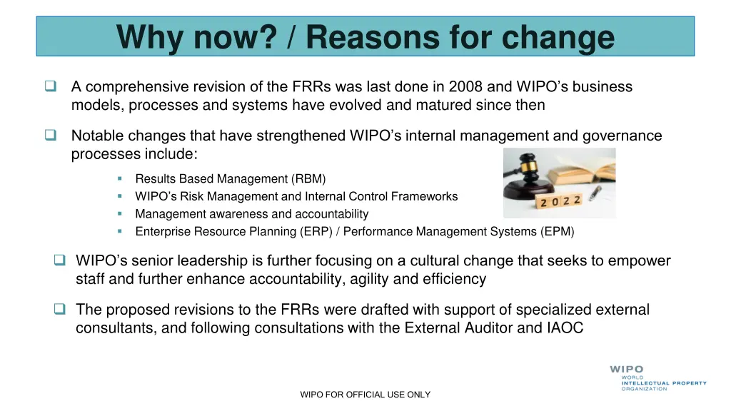 why now reasons for change