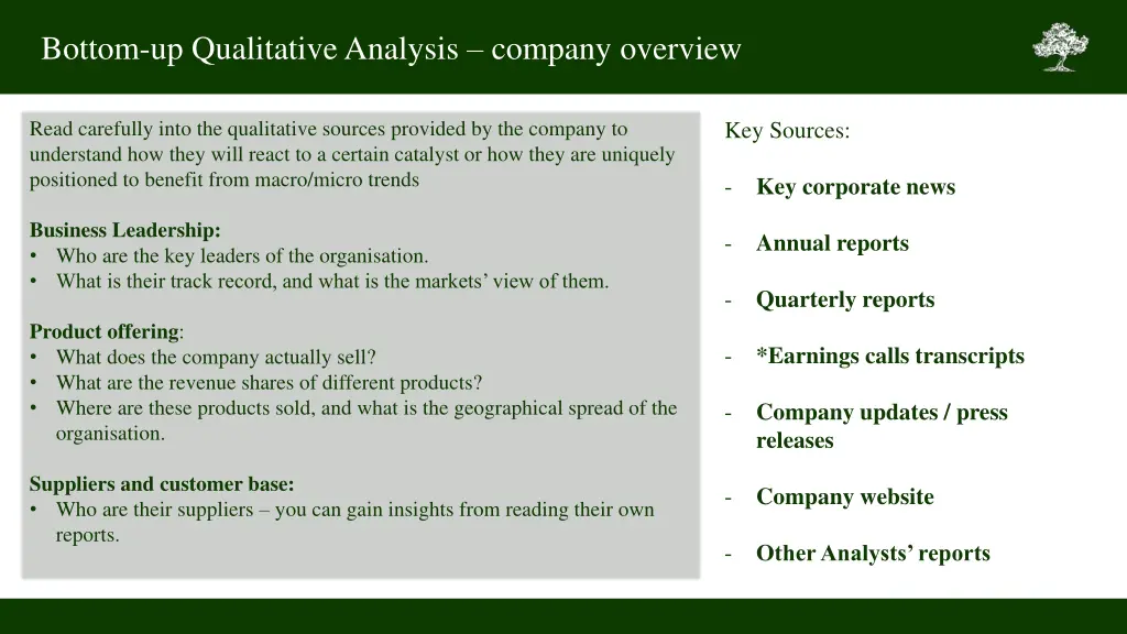 bottom up qualitative analysis company overview