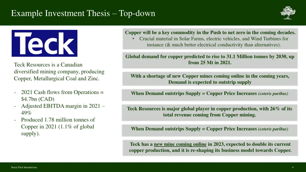 example investment thesis top down