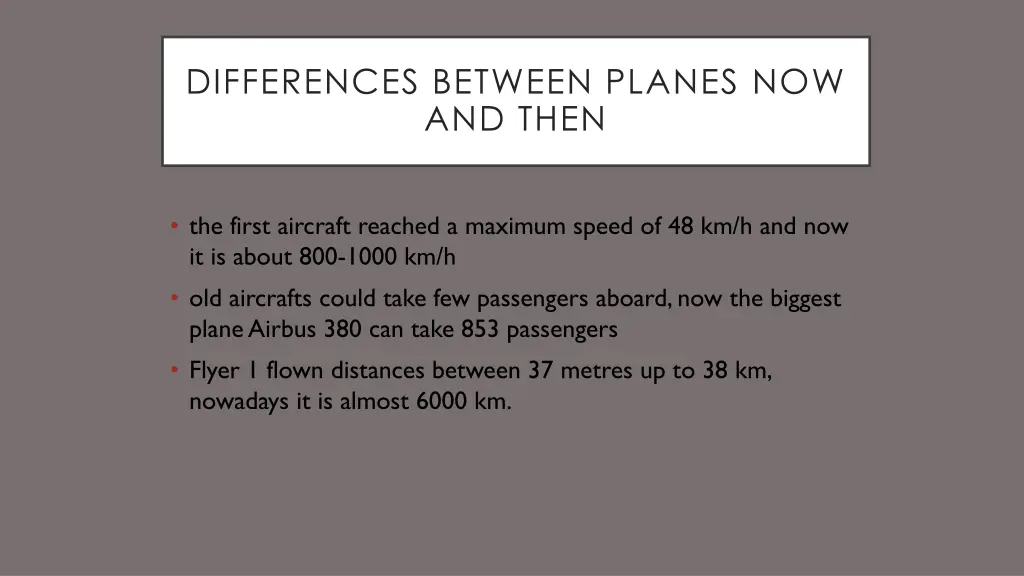 differences between planes now and then