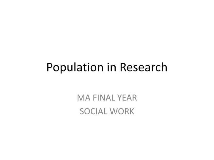 population in research