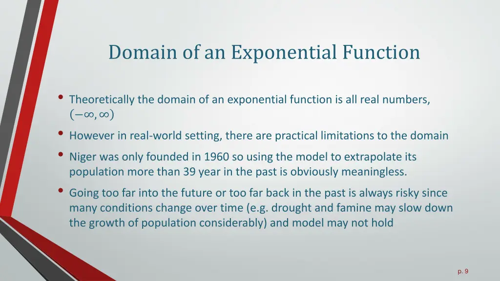 domain of an exponential function