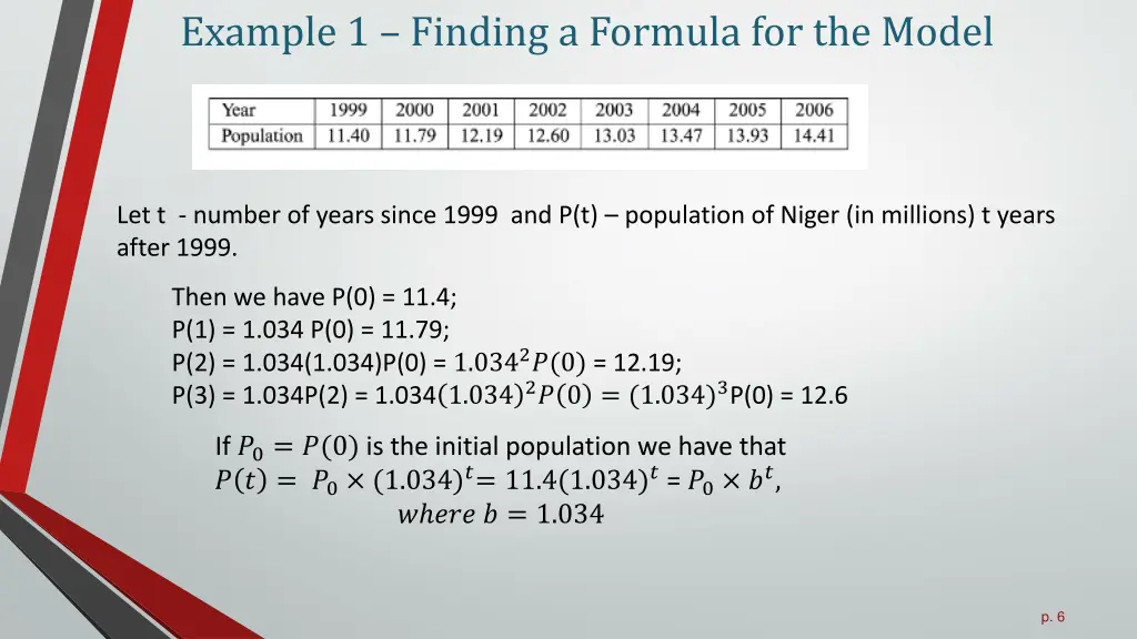 example 1 finding a formula for the model 1