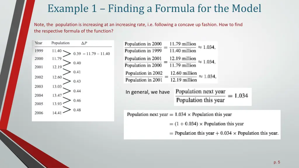 example 1 finding a formula for the model