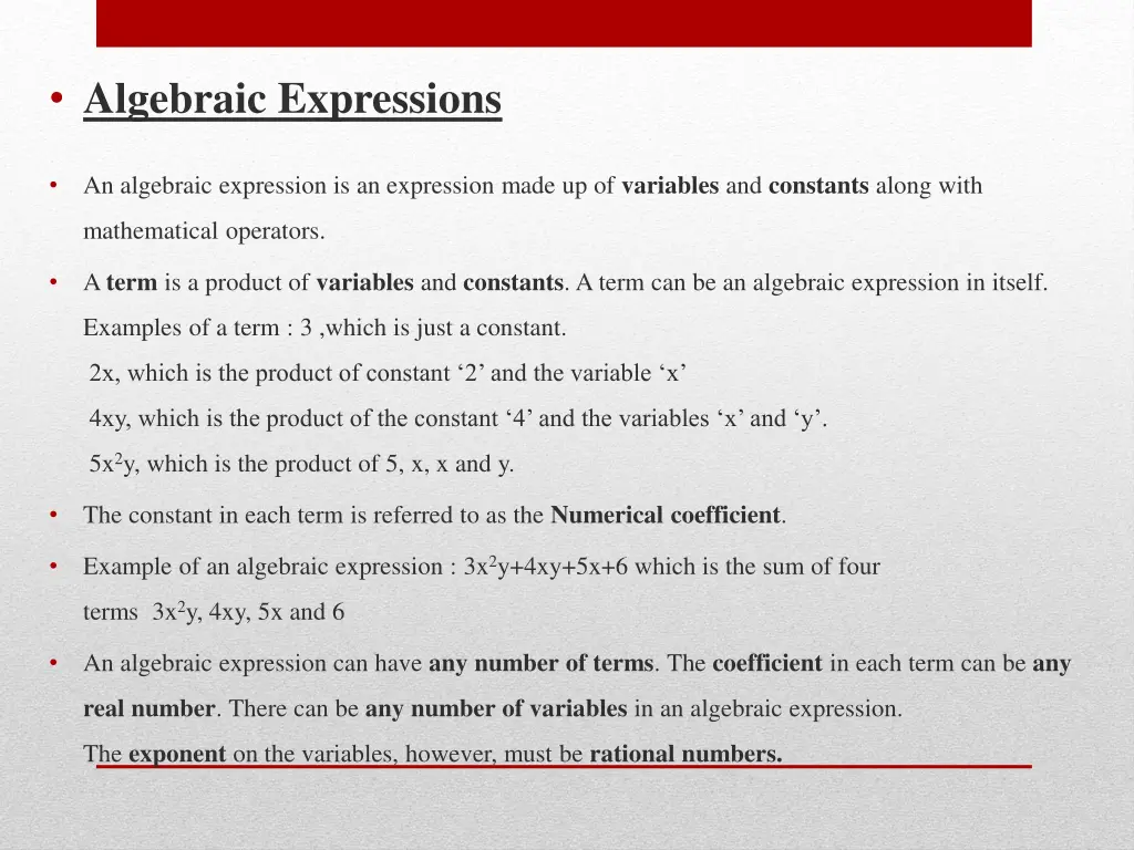 algebraic expressions