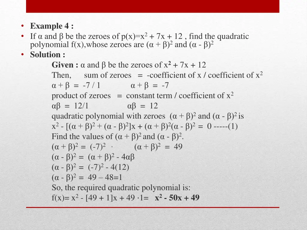 example 4 if and be the zeroes