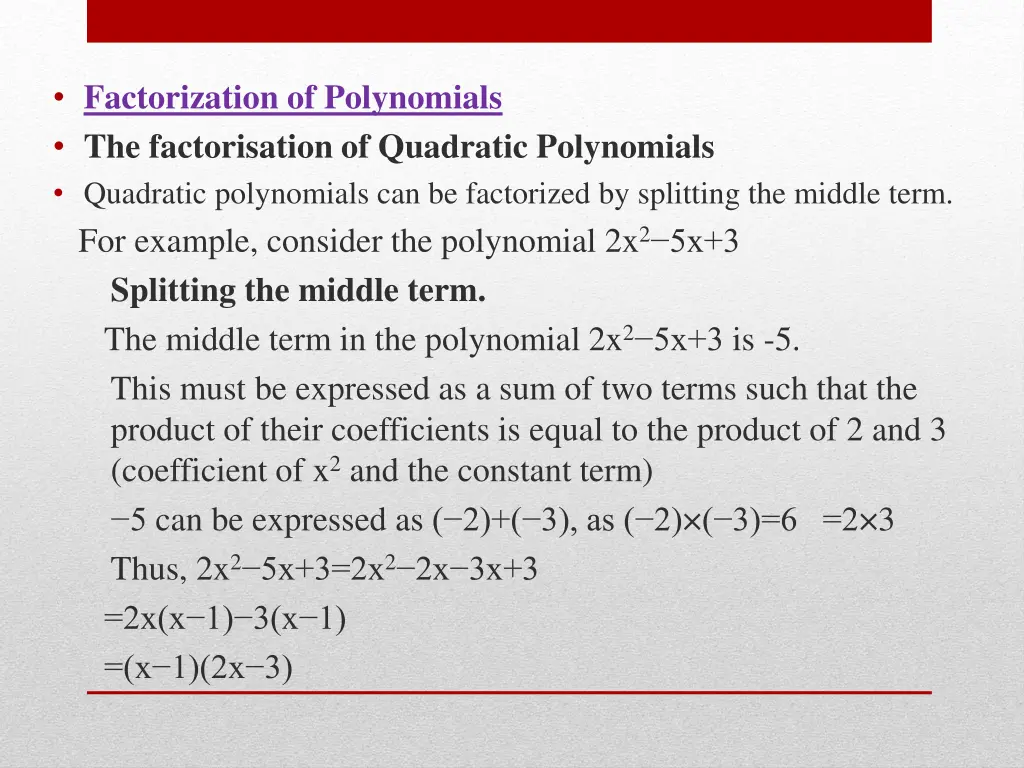 factorization of polynomials the factorisation