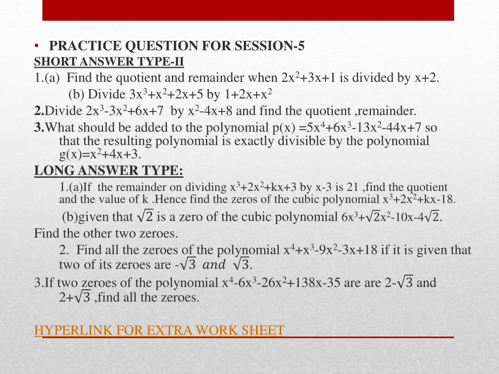 practice question for session 5 short answer type