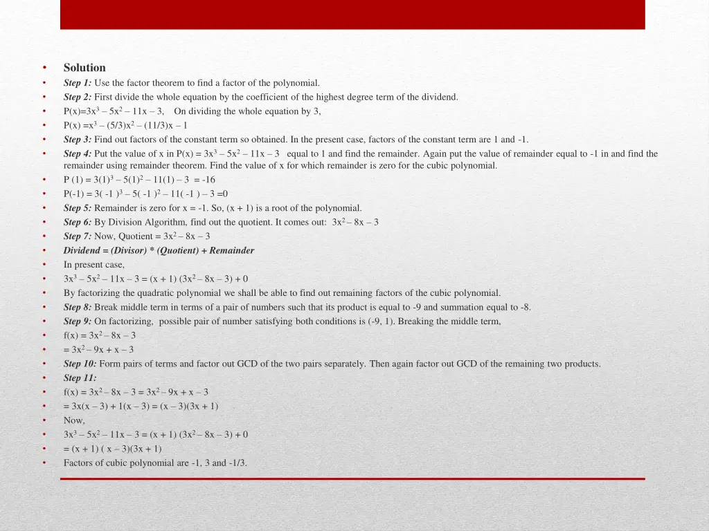 solution step 1 use the factor theorem to find