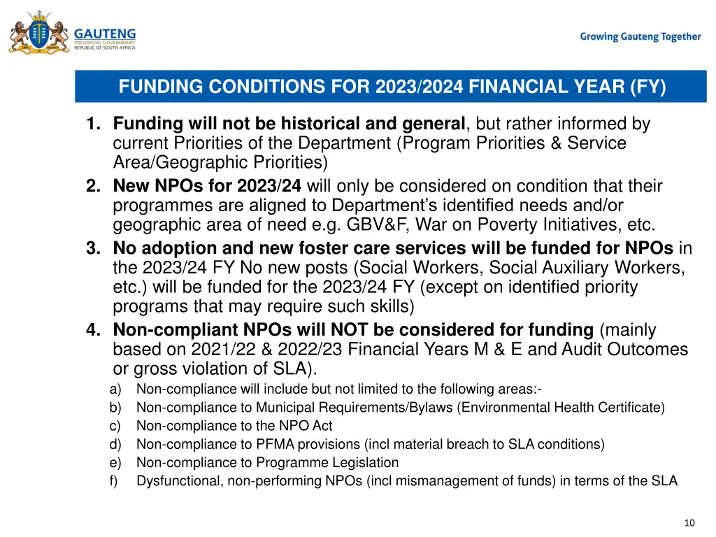 funding conditions for 2023 2024 financial year fy