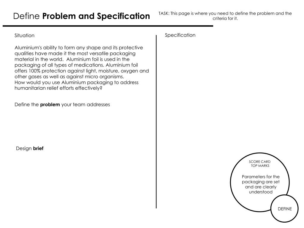 define problem and specification