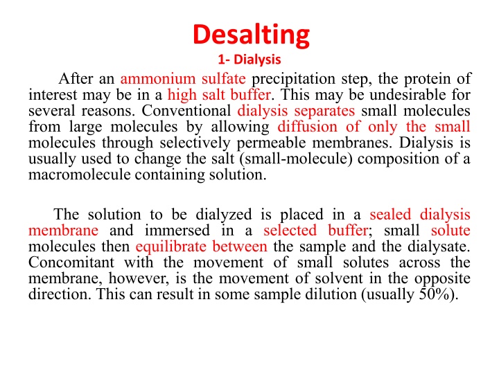 desalting 1 dialysis